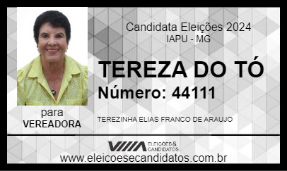 Candidato TEREZA DO TÓ 2024 - IAPU - Eleições