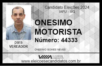 Candidato ONESIMO MOTORISTA 2024 - IAPU - Eleições