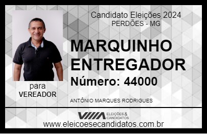 Candidato MARQUINHO ENTREGADOR 2024 - PERDÕES - Eleições