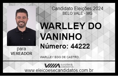 Candidato WARLLEY DO VANINHO 2024 - BELO VALE - Eleições