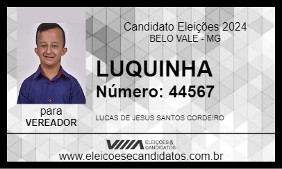 Candidato LUQUINHA 2024 - BELO VALE - Eleições