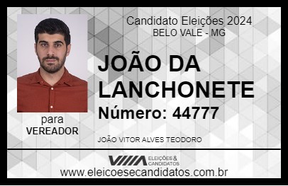 Candidato JOÃO DA LANCHONETE 2024 - BELO VALE - Eleições