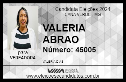 Candidato VALERIA ABRAO 2024 - CANA VERDE - Eleições