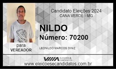 Candidato NILDO 2024 - CANA VERDE - Eleições