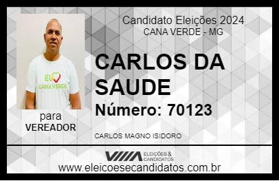 Candidato CARLOS DA SAUDE 2024 - CANA VERDE - Eleições