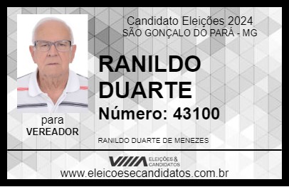 Candidato RANILDO DUARTE 2024 - SÃO GONÇALO DO PARÁ - Eleições