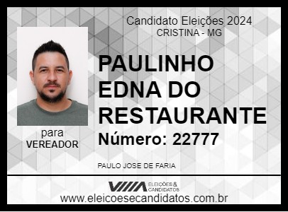 Candidato PAULINHO EDNA DO RESTAURANTE 2024 - CRISTINA - Eleições