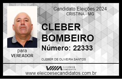 Candidato CLEBER BOMBEIRO 2024 - CRISTINA - Eleições