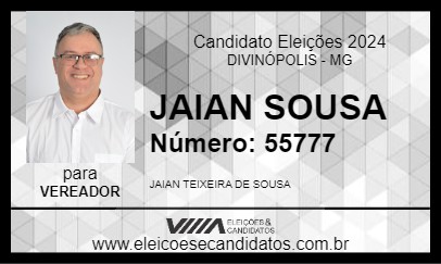 Candidato JAIAN SOUSA 2024 - DIVINÓPOLIS - Eleições