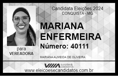 Candidato MARIANA ENFERMEIRA 2024 - CONQUISTA - Eleições