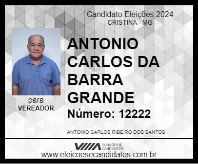 Candidato ANTONIO CARLOS DA BARRA GRANDE 2024 - CRISTINA - Eleições