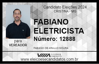 Candidato FABIANO ELETRICISTA 2024 - CRISTINA - Eleições