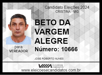 Candidato BETO DA VARGEM ALEGRE 2024 - CRISTINA - Eleições