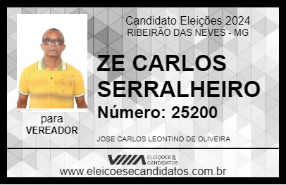 Candidato ZE CARLOS SERRALHEIRO 2024 - RIBEIRÃO DAS NEVES - Eleições