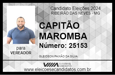 Candidato CAPITÃO MAROMBA 2024 - RIBEIRÃO DAS NEVES - Eleições