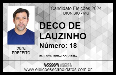 Candidato DECO DE LAUZINHO 2024 - DIONÍSIO - Eleições