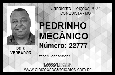 Candidato PEDRINHO MECÂNICO 2024 - CONQUISTA - Eleições