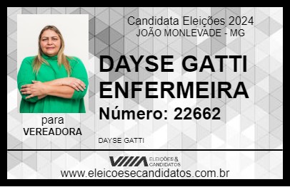 Candidato DAYSE GATTI  ENFERMEIRA  2024 - JOÃO MONLEVADE - Eleições