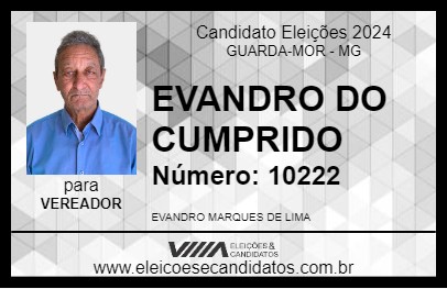 Candidato EVANDRO DO CUMPRIDO 2024 - GUARDA-MOR - Eleições