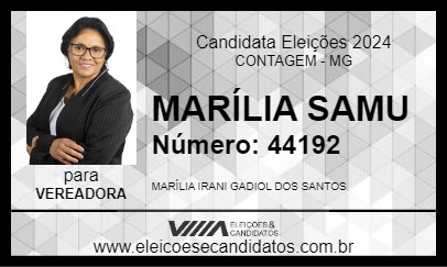 Candidato MARÍLIA DA SAÚDE 2024 - CONTAGEM - Eleições