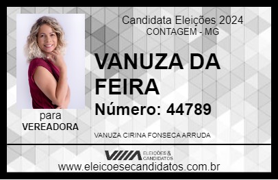 Candidato VANUZA DA FEIRA 2024 - CONTAGEM - Eleições