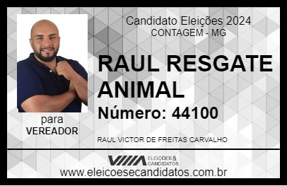 Candidato RAUL RESGATE ANIMAL 2024 - CONTAGEM - Eleições