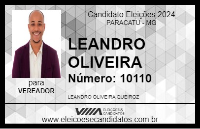 Candidato LEANDRO OLIVEIRA 2024 - PARACATU - Eleições