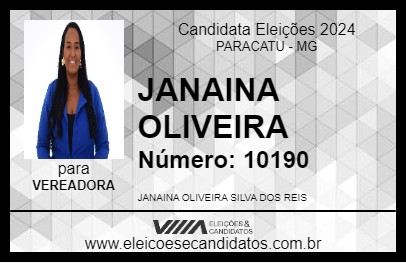 Candidato JANAINA OLIVEIRA 2024 - PARACATU - Eleições