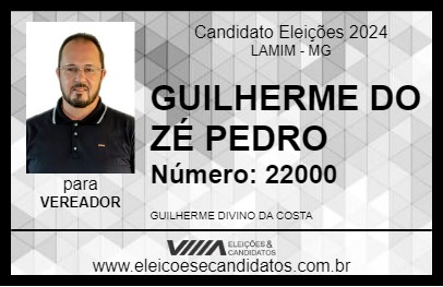 Candidato GUILHERME DO ZÉ PEDRO 2024 - LAMIM - Eleições