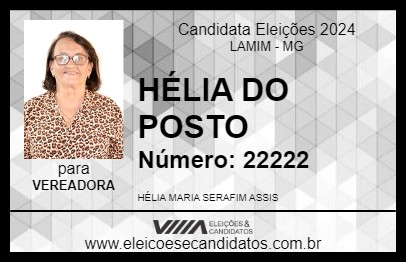 Candidato HÉLIA DO POSTO 2024 - LAMIM - Eleições