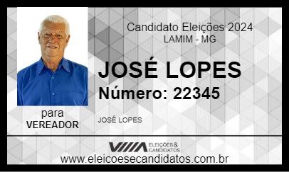 Candidato JOSÉ LOPES 2024 - LAMIM - Eleições