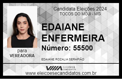 Candidato EDAIANE ENFERMEIRA 2024 - TOCOS DO MOJI - Eleições