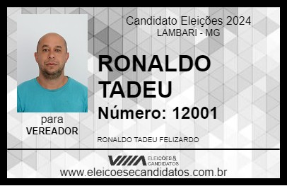 Candidato RONALDO TADEU 2024 - LAMBARI - Eleições