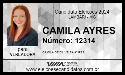 Candidato CAMILA AYRES 2024 - LAMBARI - Eleições