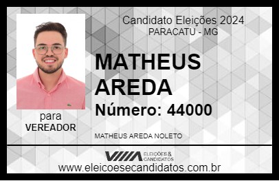 Candidato MATHEUS AREDA 2024 - PARACATU - Eleições