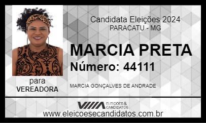 Candidato MARCIA PRETA 2024 - PARACATU - Eleições