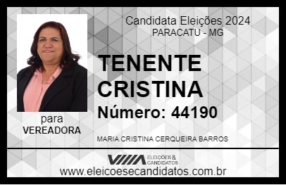 Candidato TENENTE CRISTINA 2024 - PARACATU - Eleições