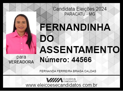 Candidato FERNANDINHA DO ASSENTAMENTO 2024 - PARACATU - Eleições