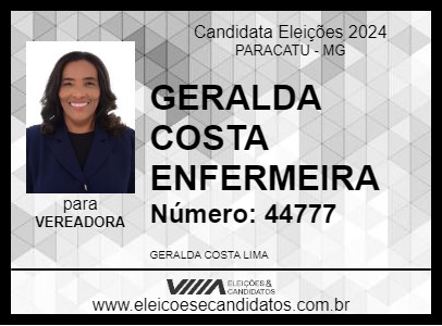 Candidato GERALDA COSTA ENFERMEIRA 2024 - PARACATU - Eleições