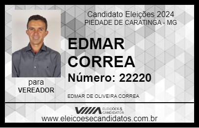 Candidato EDMAR CORREA 2024 - PIEDADE DE CARATINGA - Eleições