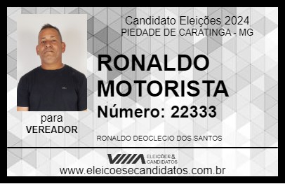 Candidato RONALDO MOTORISTA 2024 - PIEDADE DE CARATINGA - Eleições