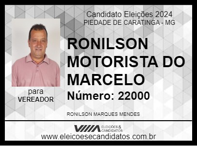 Candidato RONILSON MOTORISTA DO MARCELO 2024 - PIEDADE DE CARATINGA - Eleições