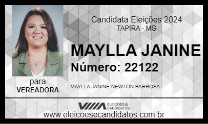 Candidato MAYLLA JANINE 2024 - TAPIRA - Eleições