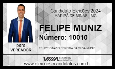 Candidato FELIPE MUNIZ 2024 - MARIPÁ DE MINAS - Eleições