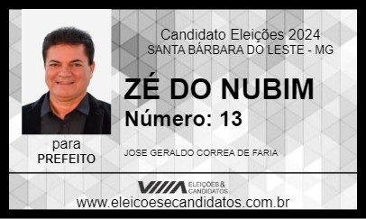 Candidato ZÉ DO NUBIM 2024 - SANTA BÁRBARA DO LESTE - Eleições