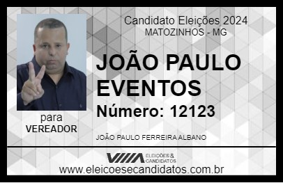 Candidato JOÃO  PAULO EVENTOS 2024 - MATOZINHOS - Eleições