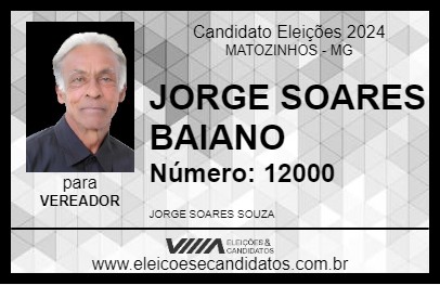 Candidato JORGE SOARES BAIANO 2024 - MATOZINHOS - Eleições