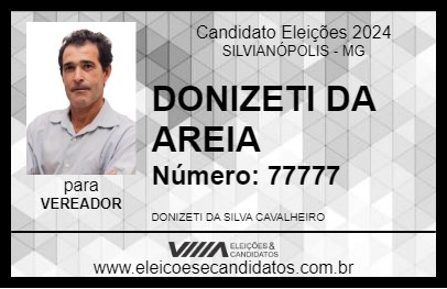 Candidato DONIZETI DA AREIA 2024 - SILVIANÓPOLIS - Eleições