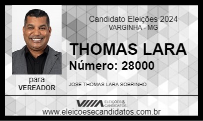 Candidato THOMAS LARA 2024 - VARGINHA - Eleições