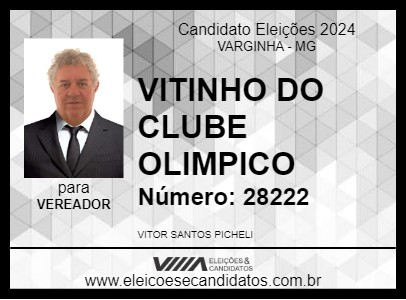 Candidato VITINHO DO CLUBE OLIMPICO 2024 - VARGINHA - Eleições